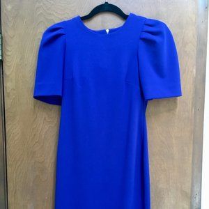 Calvin Klein Blue Pleated Puff Short Sleeve Dress